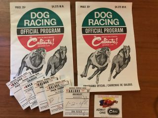 2 - Vintage 60’s Dog Racing Program Caliente Greyhound Club W/ Tickets