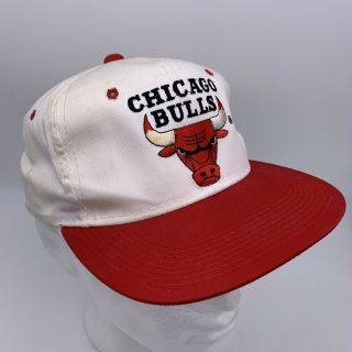 Vintage Chicago Bulls Nba White Snapback Hat Cap