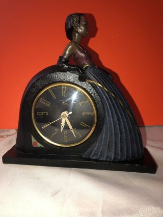 Vintage Enesco Clock Art Deco Mahogany Princess 1995 Parastone Signed