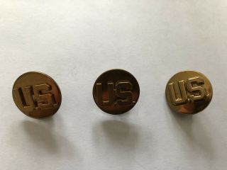 Ww2 Vintage Army Military U.  S.  Brass Collar Pins - Set Of Three