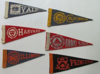 Six College Football Pennants From 1940s,  1950s
