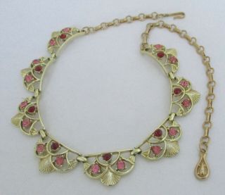 Vintage Pink/red Rhinestone Necklace Coro