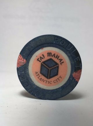 Trump Taj Mahal (roulette Atlantic City Casino Chip Vintage Blue) W/protector