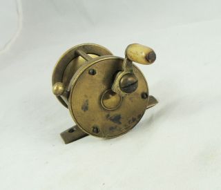 Tiny Old Vintage Brass Stop Latch Fishing Reel - Winch Style - No Maker 
