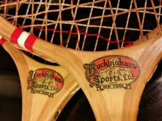 Vtg Ace Buckingham Sports Ltd Wood Badminton Rackets W/wood Press Decor Only Usa