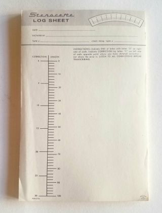 Stenorette Log Sheet Pad Vintage Grundig,  Dejur,  Dictation,  German