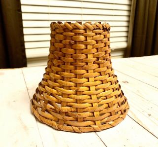 Vintage Wicker Woven Lamp Shade Natural Rattan Color Mid Century Look