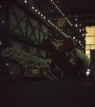 Vintage Stereo Realist Photo 3d Stereoscopic Slide Apollo 15 Saturn V Rocket