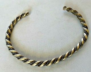 Vintage Navajo Sterling Silver Braided Twisted Rope 5 " Cuff Bracelet 12.  1g