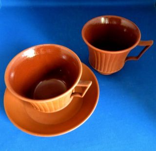 Antique 19thc Wedgwood Rosso Antico Redware Dry Bodied 2 Cups & Saucer C1820