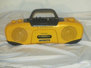 Vtg Sony Sports Boombox Water Resistant Am/fm Cassette Recorder Yellow Cfs - 903