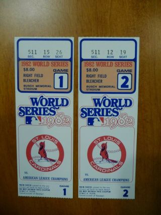 1982 World Series Ticket Stubs Game 1 & 2 St Louis Cardinals 2