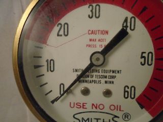 Vintage smiths Use No Oil 15 - psi PSI Welding Gauge (heavy item) 2