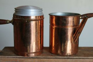 Vintage Tagus R90 Copper Coffee Tea Pots 2 Cup Percolator Wooden Handles