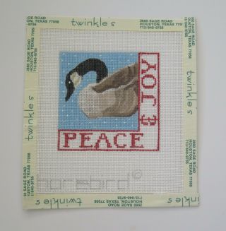 Vtg Shorebird Designs Hand Painted Needlepoint Pattern Christmas Goose Peace Joy