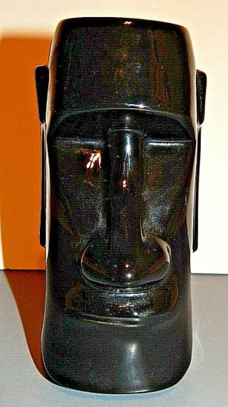 The Tikis Monterey Park Black Moai Easter Island Tiki Mug Vintage 6.  5 "