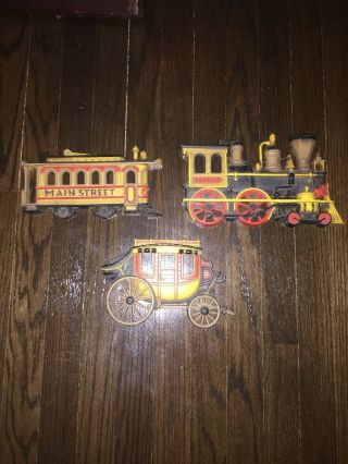 Set 3 Vintage 1975 Homco Train Stagecoach Trolley Wall Plaques Plastic.