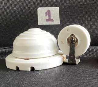 Antique French ceramic ceiling roses & pulleys for a rise & fall pendant light. 2
