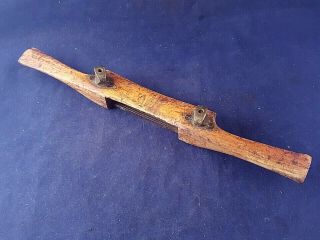 Vintage Wooden & Brass Adjustable Spoke Shave W/ 3 " Blade England