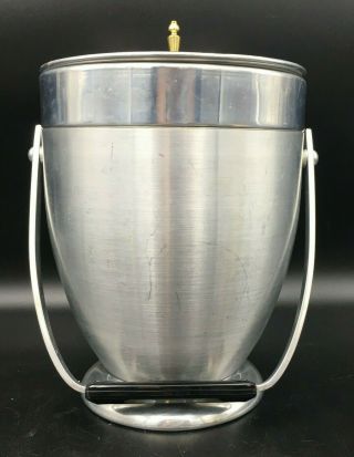 Vintage Kromex Ice Bucket Atomic Aluminum Retro Mid Century Modern Large