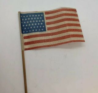 Antique 45 Star American Flag On Stick