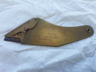 Vintage Brass Schul/sons Razor Blade Utility Knife Tool Holder U.  S.  A