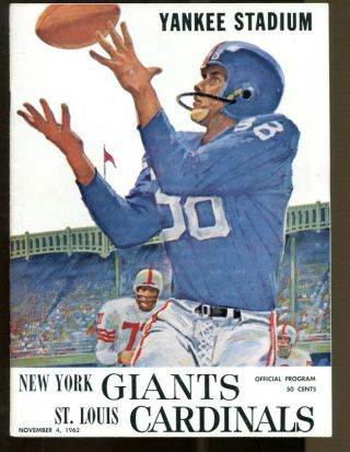 1962 York Giants V St.  Louis Cardinals Program 11/4 Yankee Stadium Ex/mt