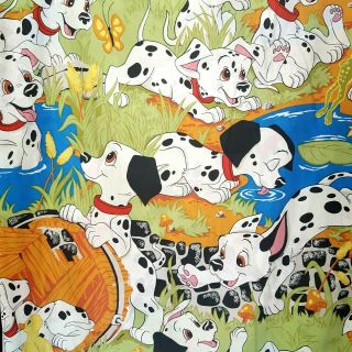 Vintage Disney 101 Dalmations Twin Flat Sheet Puppies Dogs Cotton Blend Usa