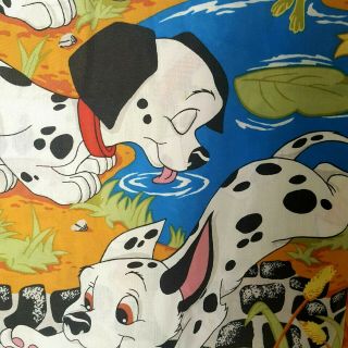 Vintage Disney 101 Dalmations Twin Flat Sheet Puppies Dogs Cotton Blend USA 3