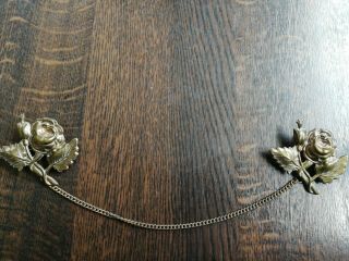 Vintage Double Rose Brooches Collar Tips