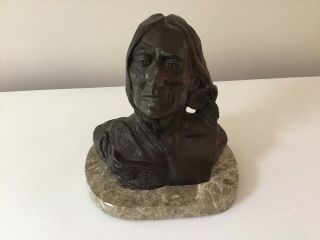 Vintage C M Russell Bronze Statue Sculpture American Indian “silent Thunder”