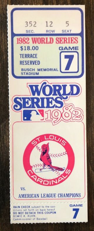 1982 World Series Game 7 Ticket Stub - St Louis Cardinals Vs Milwaukee Brewers