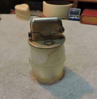 Antique Thorens Single Claw Push Button Petrol Stone Barrel Table Lighter