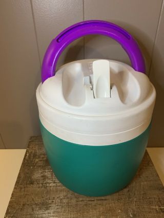 Vintage Igloo 1 Gallon Water Cooler Round Jug With Spout Purple & Teal