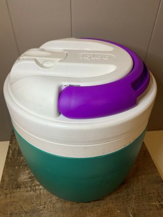 Vintage Igloo 1 Gallon Water Cooler Round Jug With Spout Purple & Teal 3