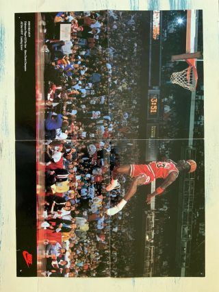 1988 Michael Jordan Poster Slam Dunk Contest Mvp Nike Rare Ad Wheaties 23”x16”