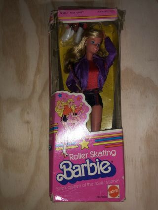Vintage 1980 Roller Skating Barbie Doll Box Rare Hard To Find Classic