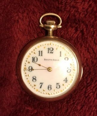 Antique South Bend 15 Jewels Pocket Watch Size 0 W/ Fahys Bristol Gold Fill Case