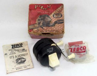 Vintage Zebco Zee Bee Spinning Reel Model 202 With Box & Papers