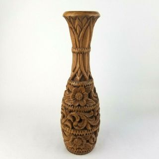 Vintage Hand Carved Wood Bud Vase