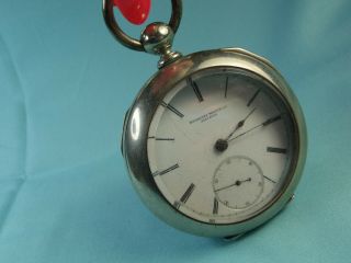 Antique 1800s Rockford Victorian Key Wind Mens Silverine Pocket Watch