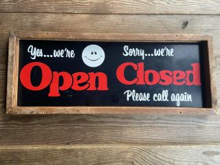 Vintage Open Closed Thank You Please Call Again Sliding Sign Wooden