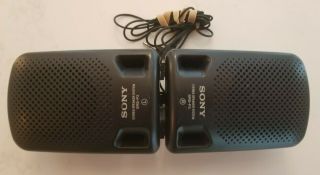 Vintage Sony SRS - P3 Speaker System for Walkman - Mini Stereo System 3.  5mm Aux 2