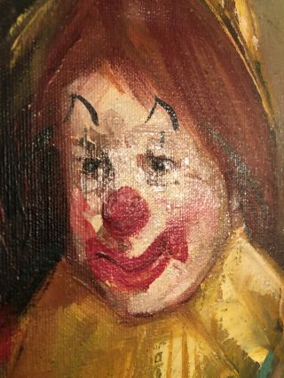 Vintage Clown Oil Painting Framed And Signed 3