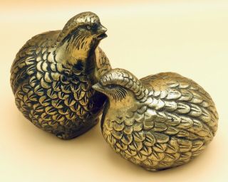 Vintage Brass Birds Bobwhite Quail Mcm Mid Century Modern,  Japan Euc