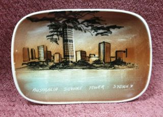 Vintage Souvenir Plate Hand Painted Of The Australia Square Tower Sydney