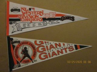 Mlb San Francisco Giants Circa 1987 Western Div.  Champs & 1989 Nl Champs Pennants