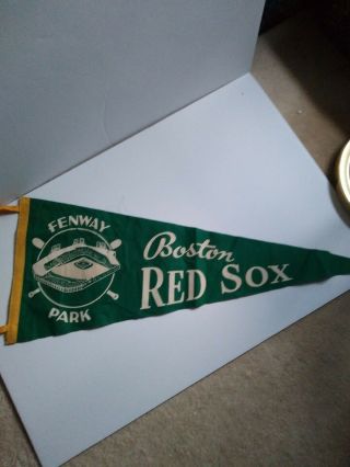Vintage 1950’s Boston Red Sox Fenway Park Green Felt Pennant Very Rare