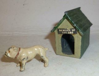Johillco Vintage Lead Farm Or Village Bulldog And Kennel From The 1930 
