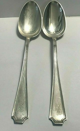 Vintage 2 Gorham Fairfax 1910 Sterling Silver Serving Spoons Mono 134g